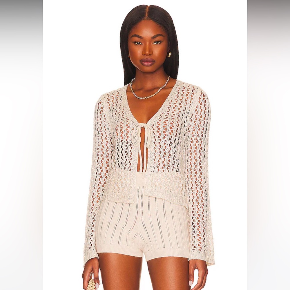 Navea Tie Front Top in Ivory Multi by MORE TO COME